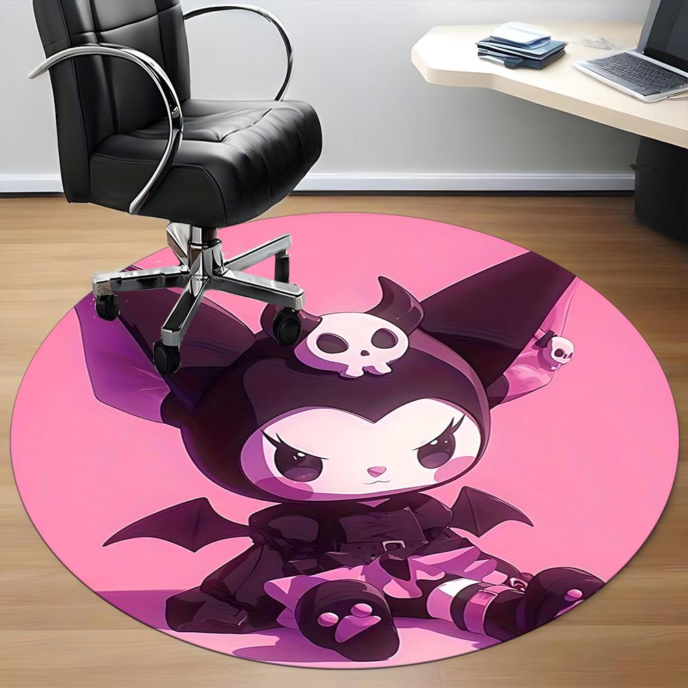 Круглый коврик для офиса Kuromi Sanrio, под офисные стулья, спальня, гостиная, домашний декор a0908197