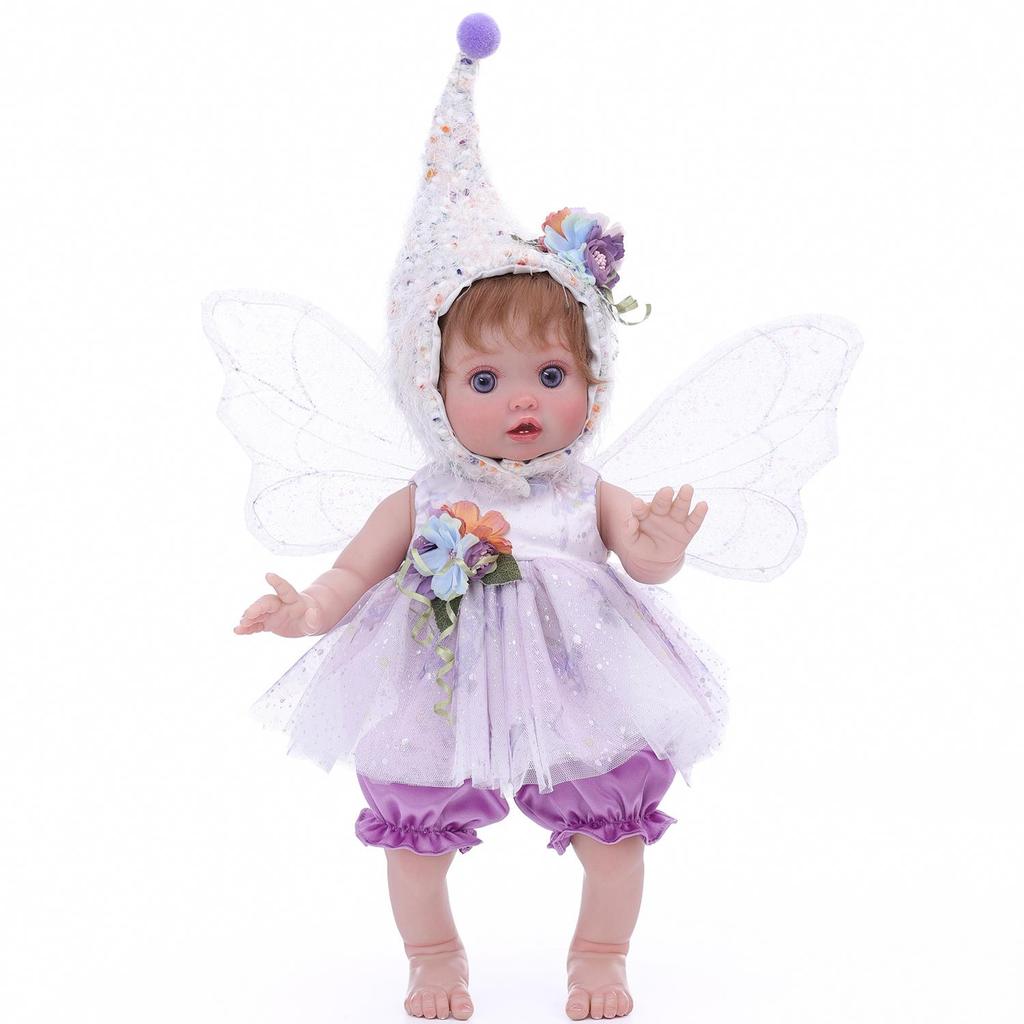 Реалистичные виниловые куклы-реборн из цельного силикона 18 дюймов Косплей Фея Ангел Милые куклы для младенцев с крыльями Модные рождественские подарки Игрушка для украшения