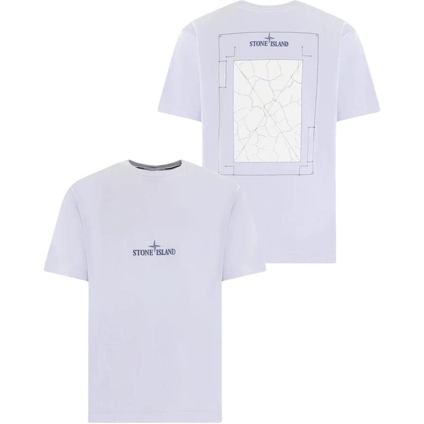 STONE ISLAND Мужская футболка с логотипом, с круглым вырезом, с коротким рукавом, топы, фиолетовая K1S1521002RC-S0137-V0088