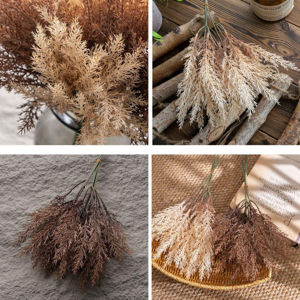 Plastic Simulated Wheat Grass Lifelike Wedding Flowers Durable Fake Greenery  Wedding Decoration