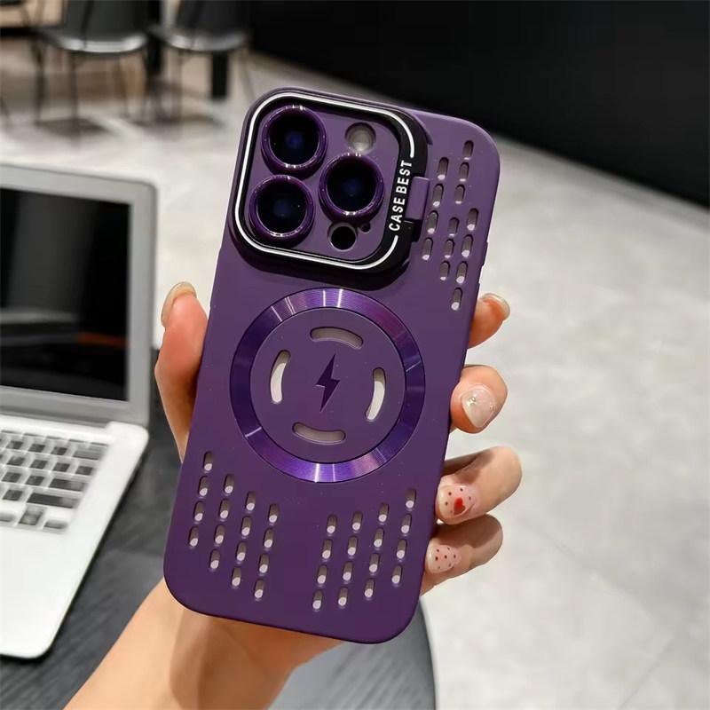 Магнитный чехол для телефона с отводом тепла для iPhone 16 Pro Max 14 Plus 11 12 13 15 17 Pro Max для MagSafe Защитная крышка с кронштейном для камеры