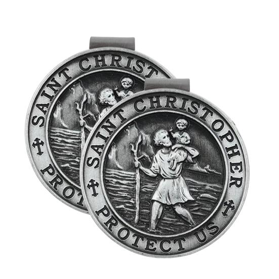 Зажим для козырька Святого Христофора для автомобиля, металлический амулет Святого Христофора, талисман безопасности, автомобильные аксессуары, подарок для водителей и их семей