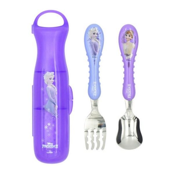 Lilpang Frozen 2 Easy-to-Hold Spoon Fork Case Set, Mixed Colors, 1 Set, Spoon Fork + Case