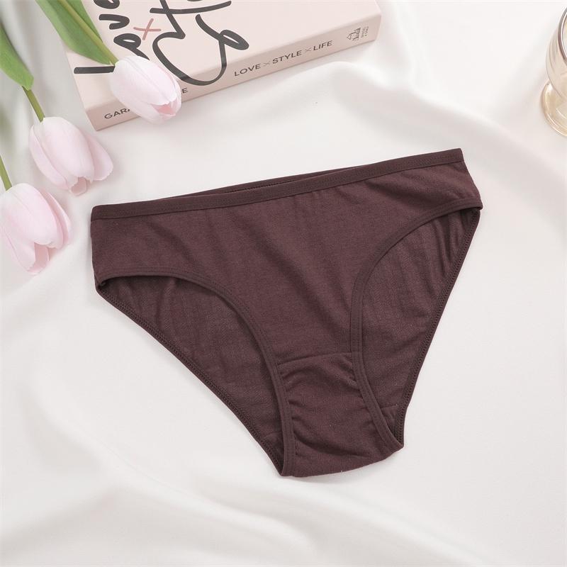 FINETOO Cotton Panties Women Soft Underwear Solid Color Maillard Style Ladies Lingerie S-XL