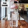 2 Liter Sports Water Bottle With Straw Men Women Fitness Water Bottles Outdoor Cold Water Bottlesc With Time Marker Drinkware