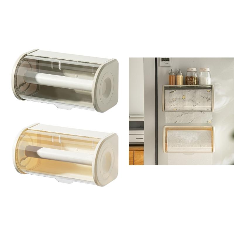 Wall Mount Paper Towel Storage Rack Napkin Holder with Clear Lid Convenient Tissue Dispenser for Kitchen and Bathroom