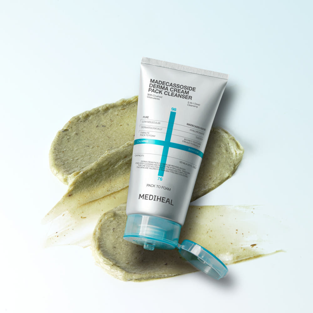 Mediheal Очищающая пенка для лица Derma Cream Pack Cleanser с мадекассосидом, успокаивающая, восстанавливающая барьер, 120 мл