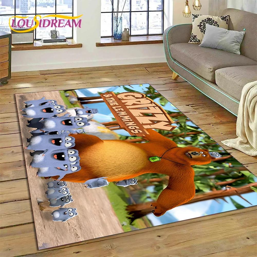 Cartoon Grizzy and The Lemmings Rug Carpet for Living Room Bedroom Home Decor,Floor Mat Non-slip Decoration for Sofa Doormat Kid