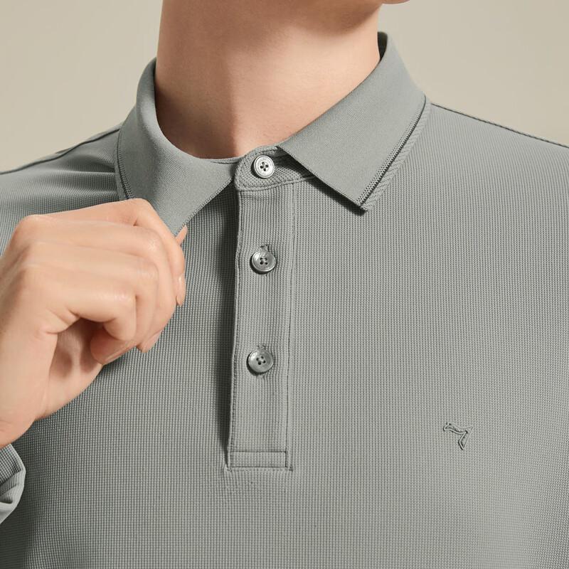 SEVEN Men's 10A Antibacterial Waffle Brushed Long Sleeve Polo Shirt