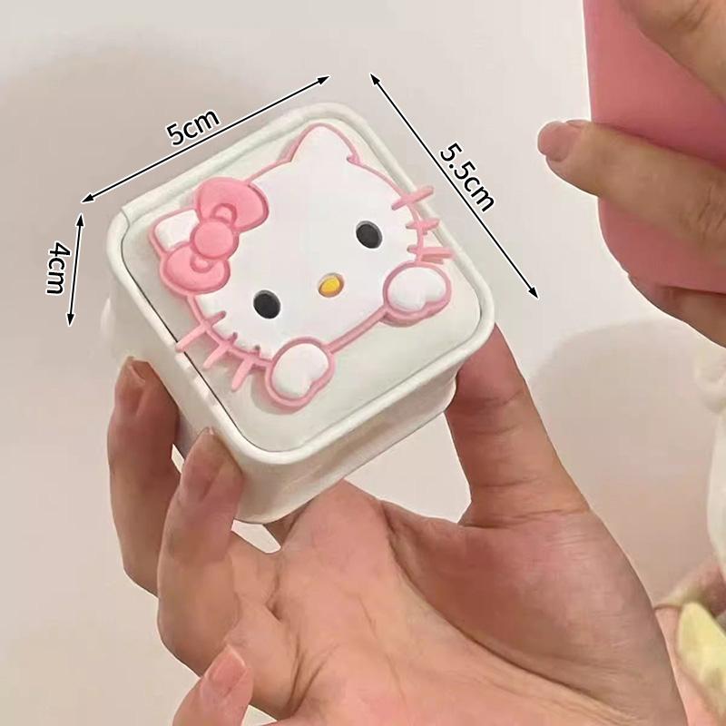Шкатулка для украшений Мультяшный котенок Китти Портативная шкатулка для хранения украшений Милая девушка Конфетница Изысканная шкатулка-органайзер Подарки