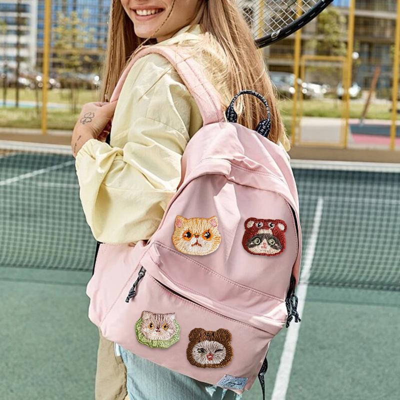 1PC Fabric Patch Decorative Cartoon Cat Stereoscopic Cloth Applique Handmade Embroidery Sewing Fashion Accessories