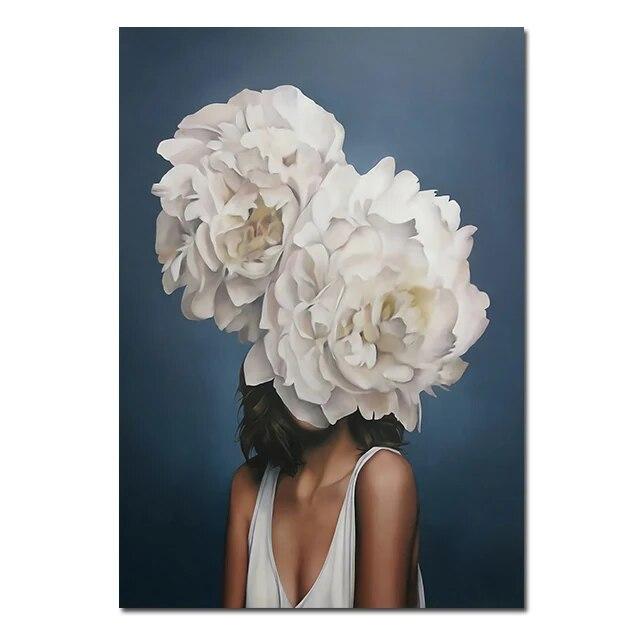 Женская голова с цветами, холст, живопись, скандинавские настенные художественные постеры, модная женская портретная картина, украшение для дома, спальни, без рамки