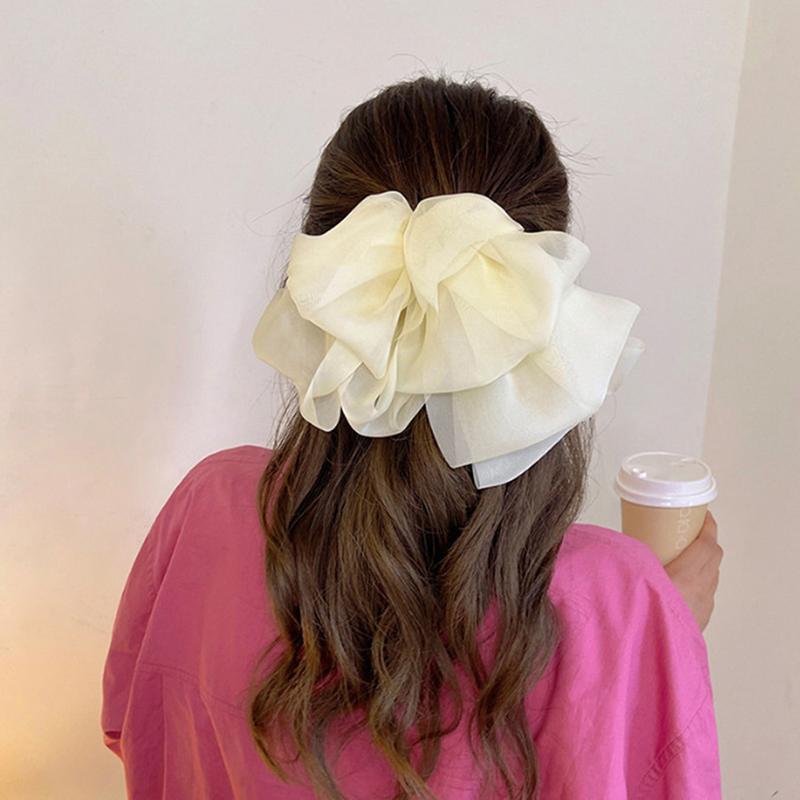 Oversize Hair Bow Girls Hairpin For Women Net Yarn Bowknot Ribbon Scarf Hair Clips Princess Wedding Hair Accessories Spring Clip
