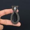 Black Tourmaline & Moonstone Pendant Gemstone Jewelry, 999 Copper Wire Wrapped Pendant, Handmade Amazing Pendant Jewelry