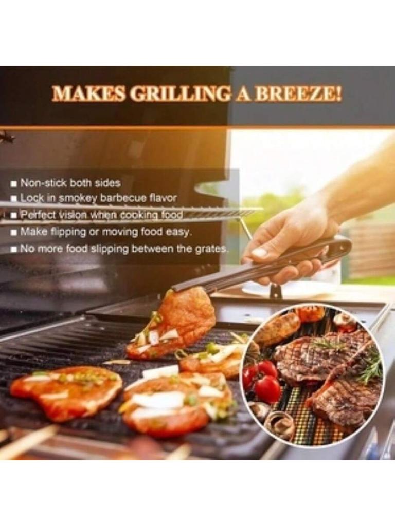 3 pc Non-stick baking mat and grill, easy to clean and reusable, suitable for gas, charcoal, Outdoor Grill Accessories
