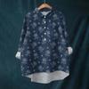 Women's Shirt Blouse Long-sleeved With Buttons Print Casual Hem Irregular Shirt Collar Top