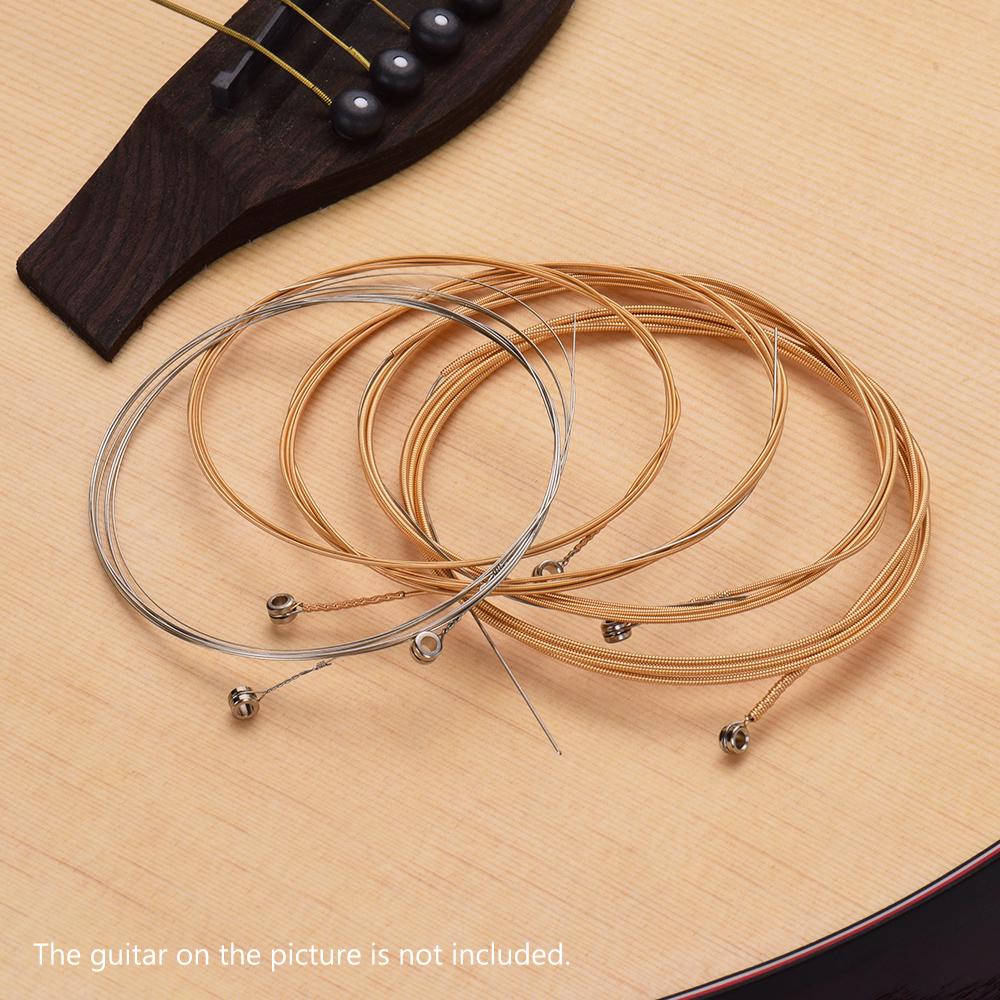 Acoustic Folk Guitar Strings Steel Golden-Copper Winding Light-Coated Anti-Rust 6pcsCelsiusset