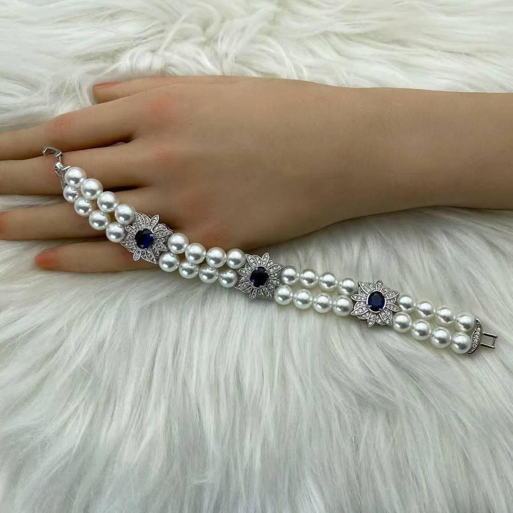 Браслет с аквамарином и жемчугом - Элегантный нишевый дизайн для женщин, Идеальный подарок на день рождения для лучшей подруги