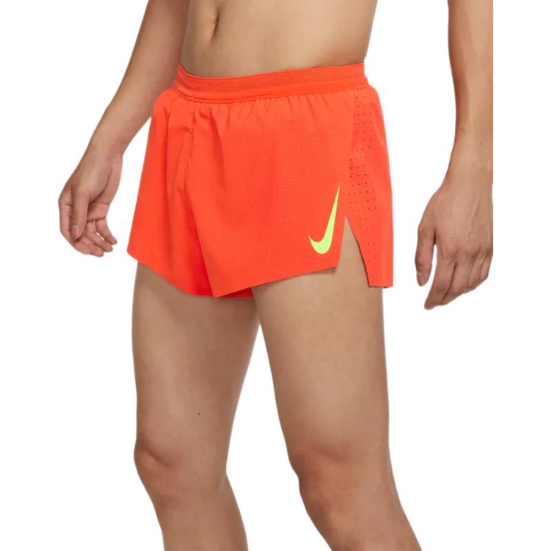 Nike AeroSwift 2-дюймовые шорты для бега удобного кроя с разрезом и принтом чистого логотипа, мужские брюки оранжевого цвета CJ7838-804