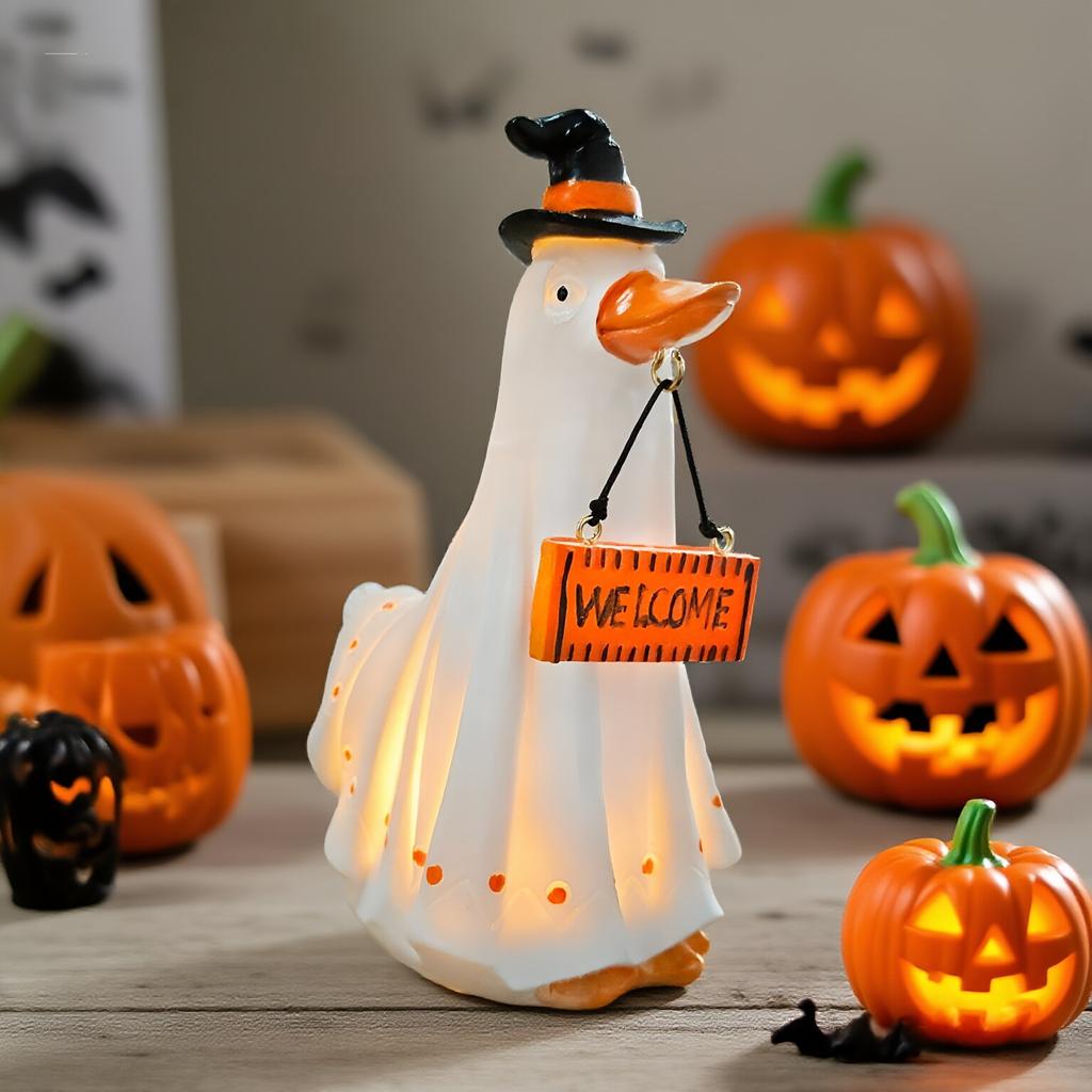 Креативная милая статуэтка привидения, щенок, котенок, утка, теленок, полимерные фигурки, украшение на Хэллоуин, подвесные украшения, домашний декор для вечеринок, поделки