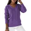 Autumn and Winter Women's Plus Size Sweater Long Sleeve V-Neck Solid Color Twist Casual Knit Pullover Top