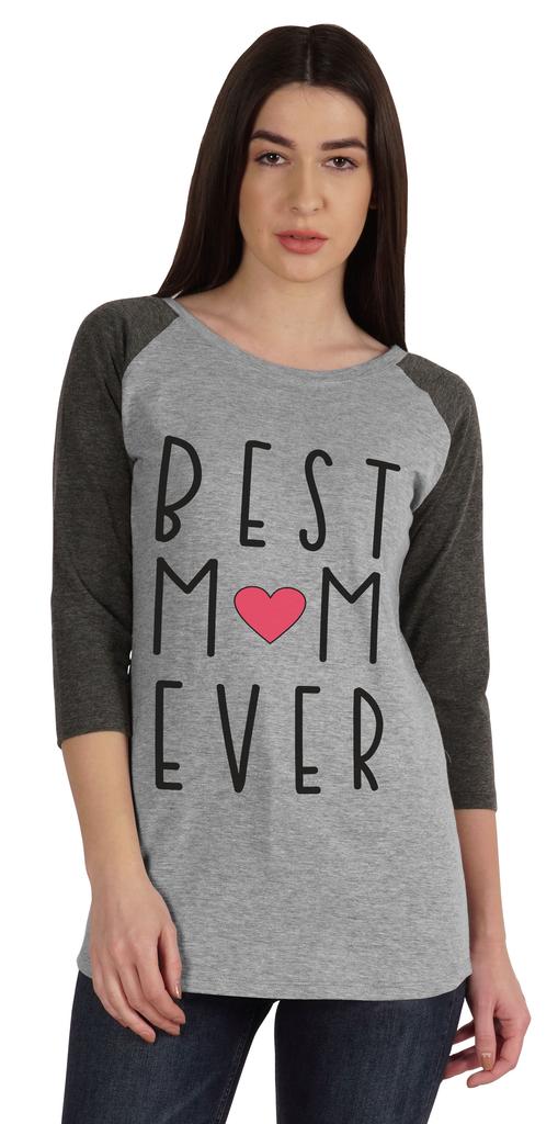 Inkmeso Best Mom Ever Tshirt Raglan Sleeve Mother  s Day Gift Tops Moms Shirt