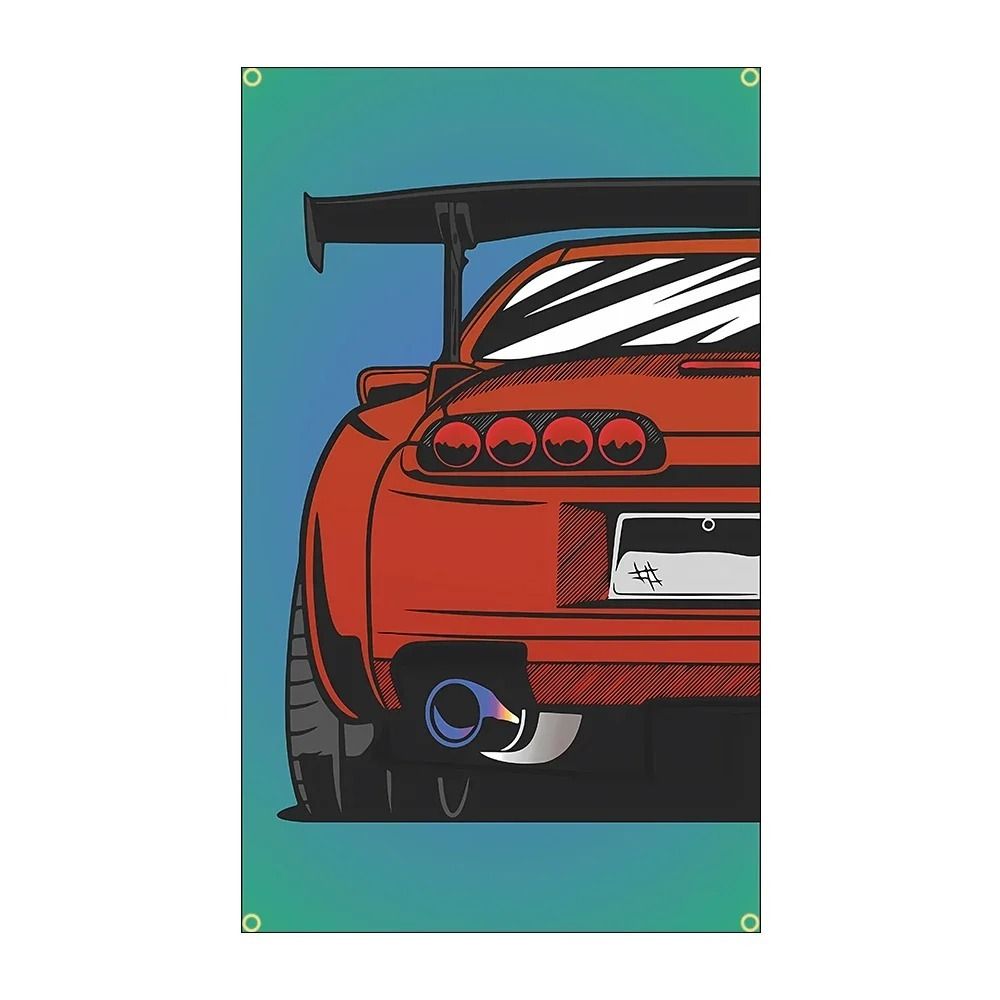 Полиэстеровая настенная табличка JDM Racing Cars Автодекор Подарок