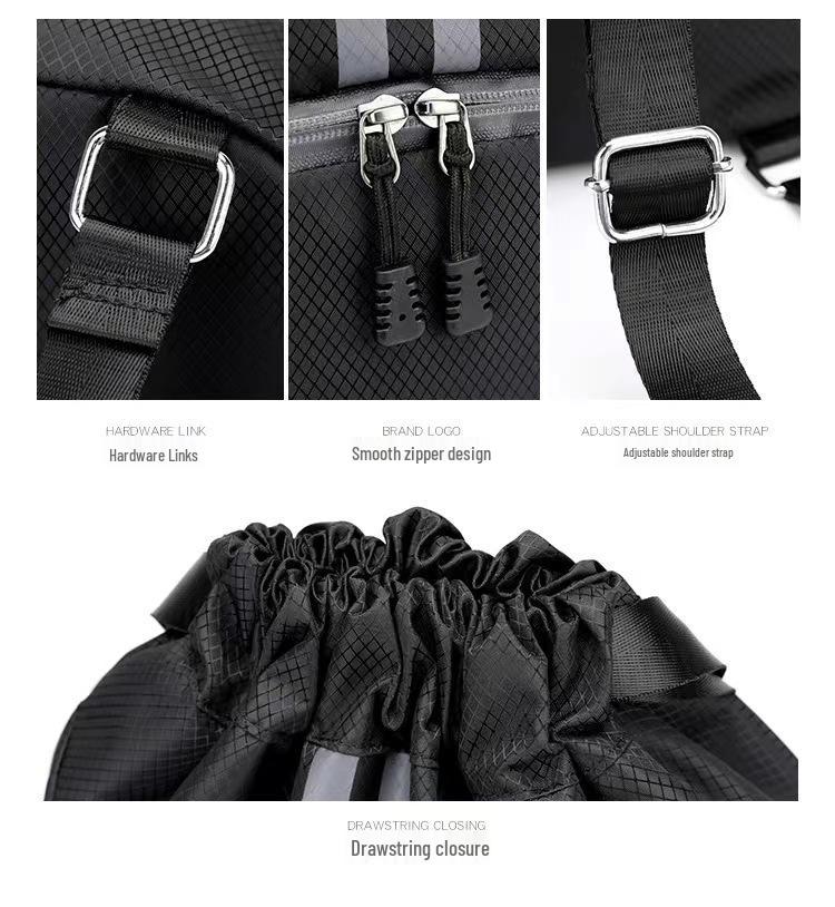 Sports Drawstring Bag with Wet and Dry Compartments for Basketball, Football, Swimming - Unisex Lightweight Backpack