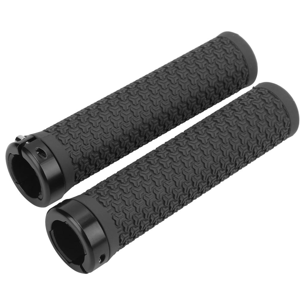 ZTTO Mountain Bike Handlebar Single Locking Grips Bicycle Shock Absorbing Rubber GripsBlack