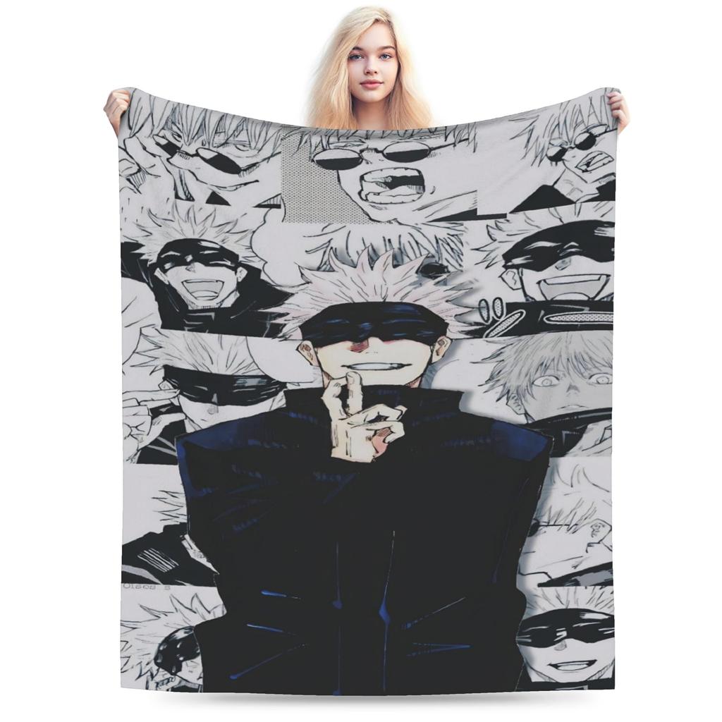 Gojo Satoru Blankets Winter Super Soft Throw Blanket For Girl Bedroom Flannel Bedspread Bed Cover