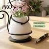 Textured Flower Pots Cat Pot Holder, Multifunctional Desktop Vase Pen Organizer for Compact Cup Small Plants, Minimalist Stand with Pots,