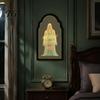 Ghostly Candlelight Display Light Up Ghost Mirror, Arched Wooden Frame Ghost/Grim Reaper Halloween Indoor Holiday Ornaments Soft Ambient Lighted