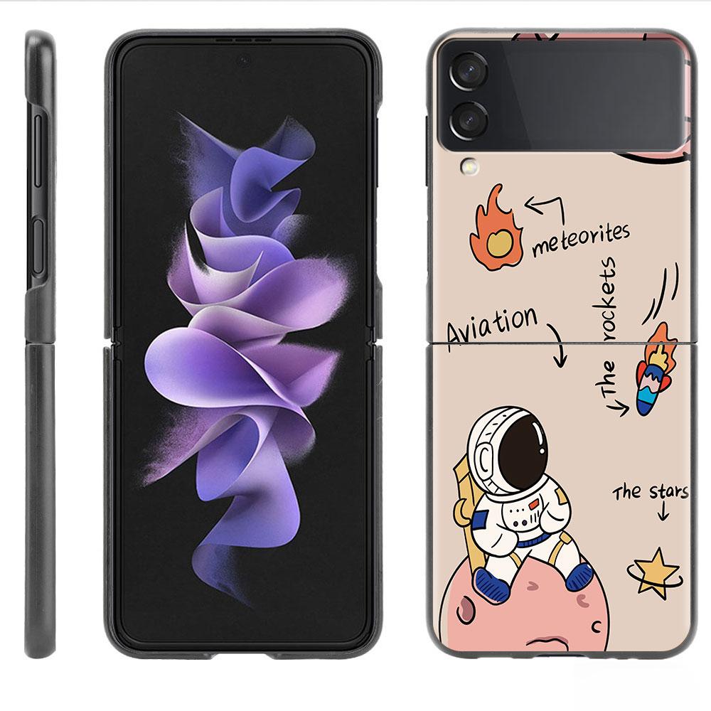 Чехол для Samsung Galaxy Z Flip 3 4 5G, черный жесткий корпус для телефона из ПК Z Flip4, роскошный сегментированный чехол, роскошный космонавт