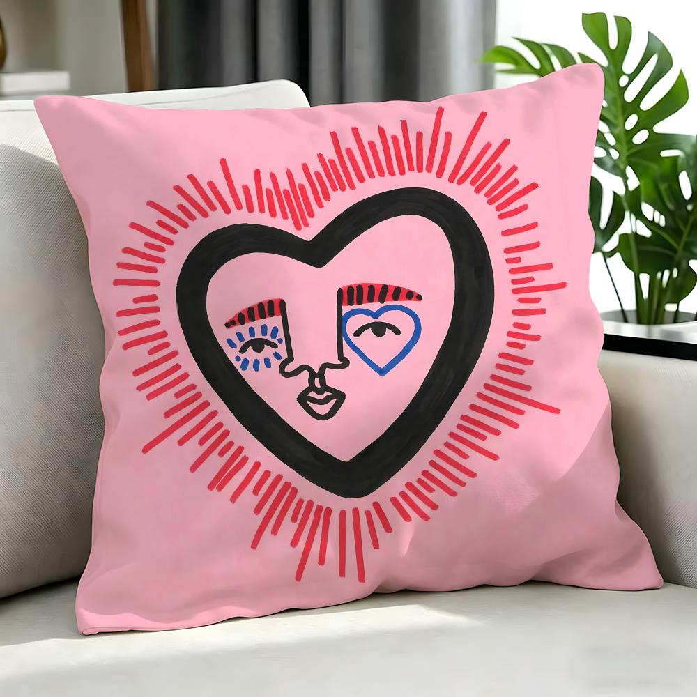 Art GGraffiti Heart Cushion Cover Cushion Cover Set Pcs x x x Pillowcase Decorative Sofa Home Decor