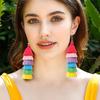 Rainbow Layered Long Drop Dangle Earrings Lightweight Trendy Pride Jewelry  Gift