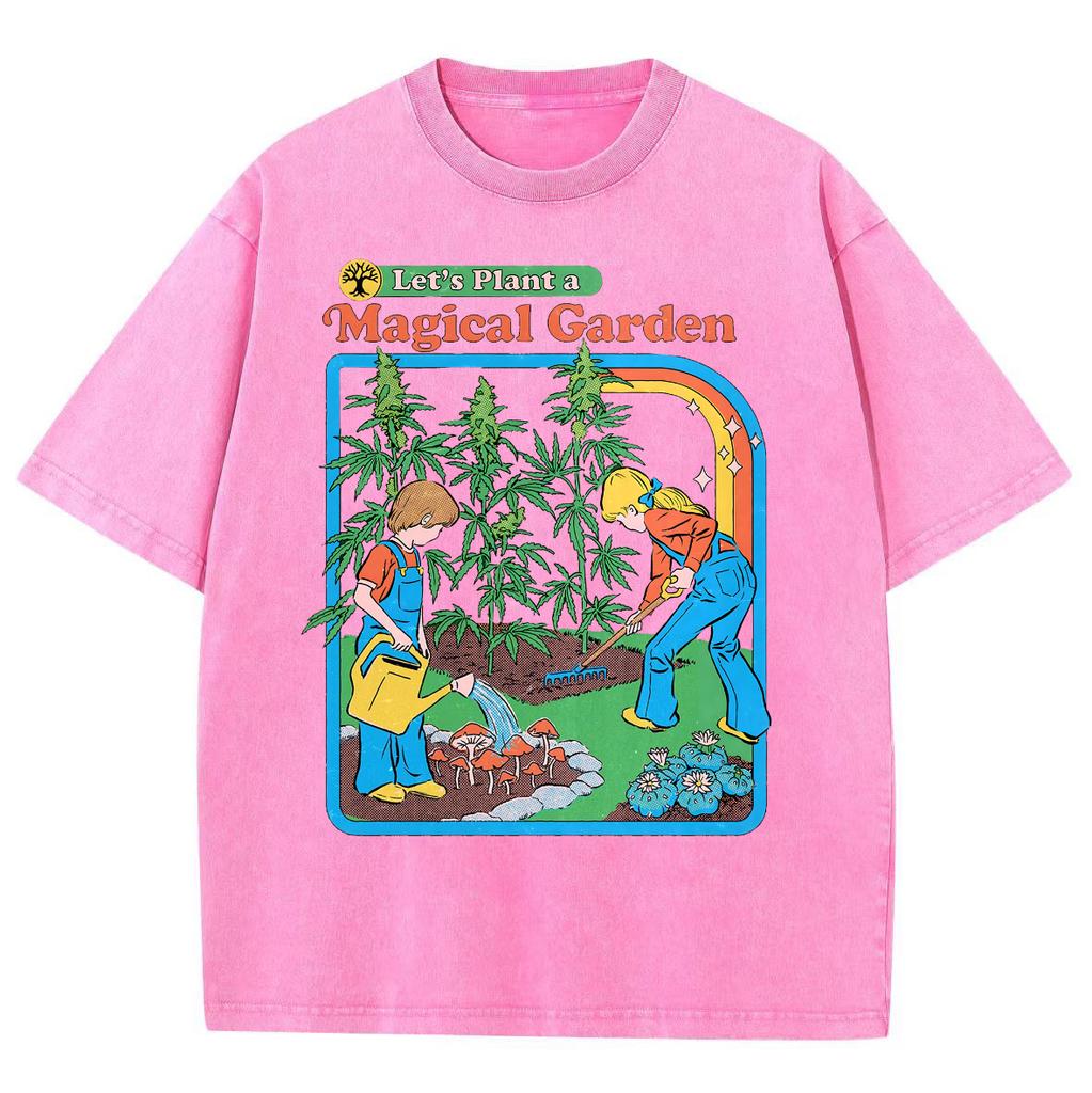 Я сажаю цветы в саду аниме женская спортивная футболка стираная модная одежда хлопок свободный короткий рукав ретро