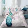 Two Peacock Duvet Cover Set Flowers Comforter Cover with Pillowcase King Queen Twin Size for Kids Boys Girls Women Bedding Set