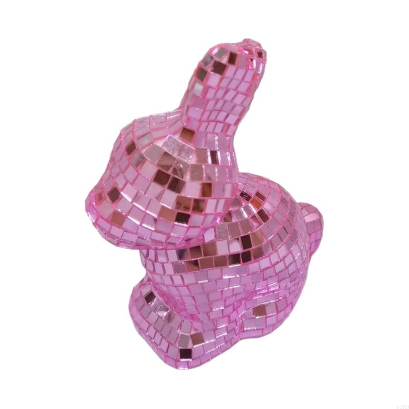 62KD Mirror Finished Disco Rabbit Sculpture Easter Home Decoration Animal Figurine
