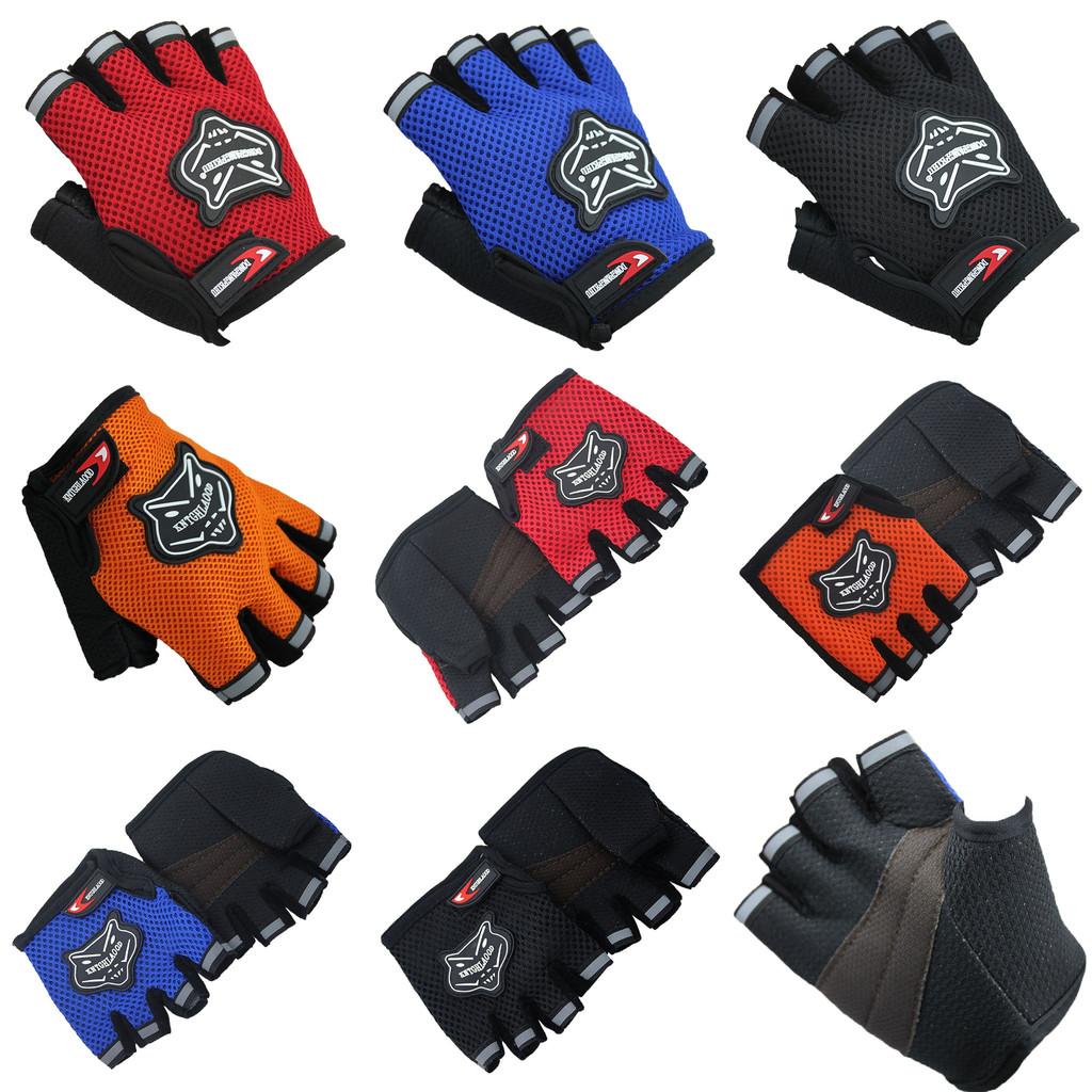 Lightweight Non-slip Half Finger Cycling Gloves In Red Yellow Blue And Black Colors