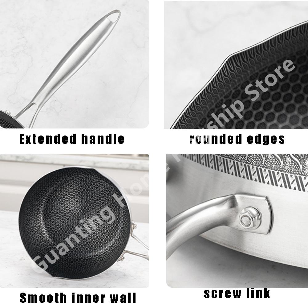 Сковорода из нержавеющей стали 316 с сотовым покрытием для приготовления стейков, сковорода с антипригарным покрытием, индукционная плита с плоским дном, универсальная кухонная посуда