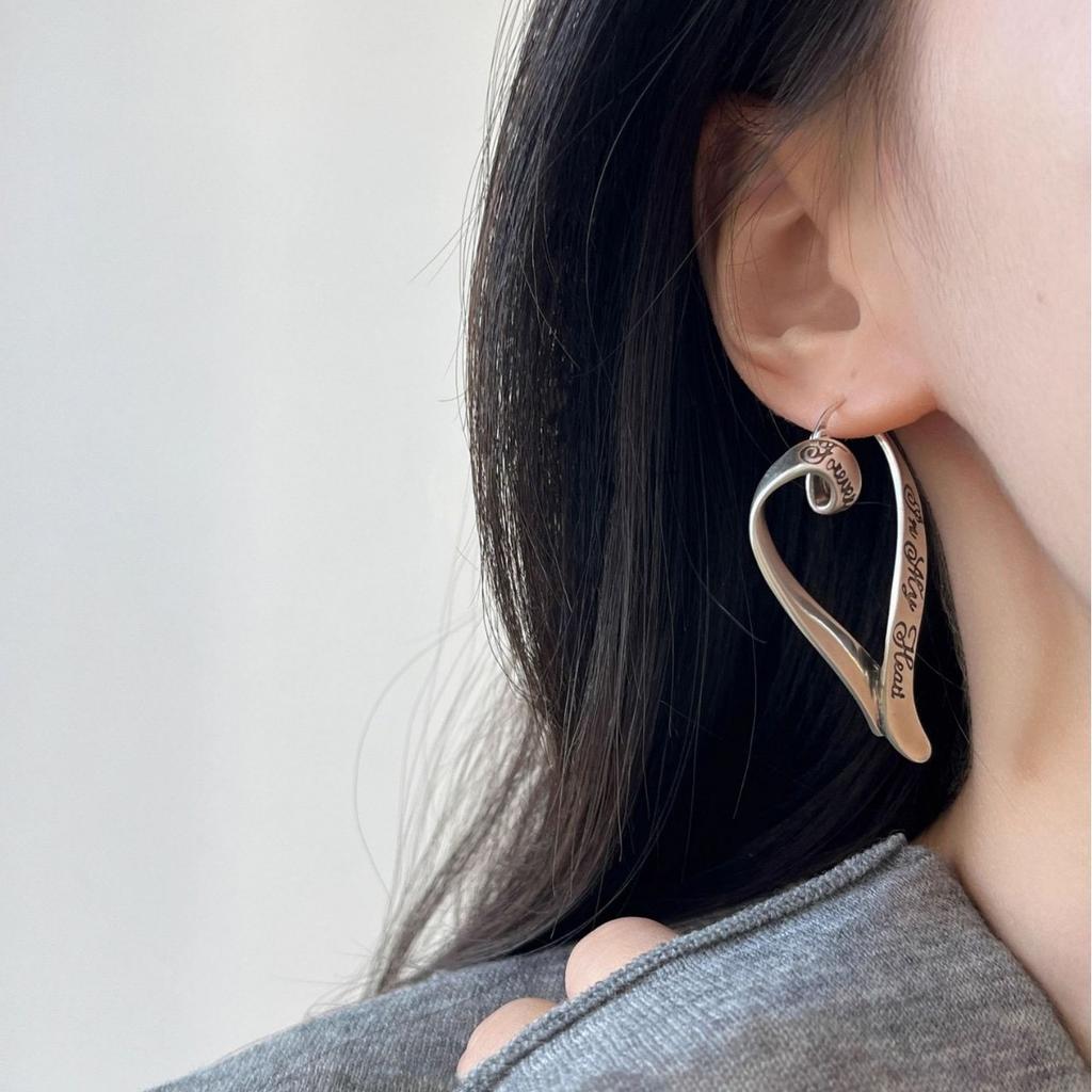 925 Sterling Silver Vintage Earrings For Women Trendy Simple Retro Heart Earring Jewelry Prevent Allergy Party Accessories Gift