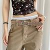 Retro Suede Rivet Belt Luxury Design Punk Waistband Business Waist Belt  Paired with Skirts Jeans