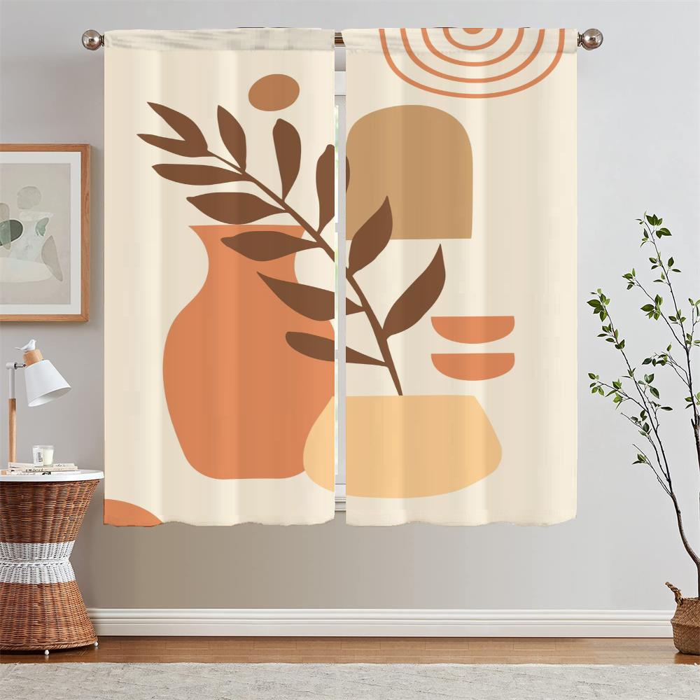 Abstract Line Pattern Kitchen Curtain Tiebacks Bedroom Blackout Curtains for Living Room Window Curtains Salon 2 Pieces Blinds