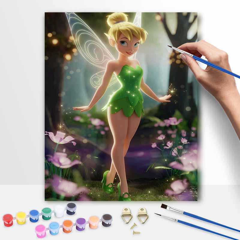 Disney digital oil painting Tinkerbell diy coloring handpainted handpainted filling home decoration gift, 130 characters precisely.