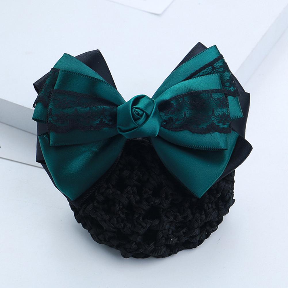 Кружево Атласный Бант Сетка для Волос Заколка Банковский Персонал Бортпроводник Медсестры Атласные Заколки Сетка Снуд Женские Аксессуары для Волос Зажим