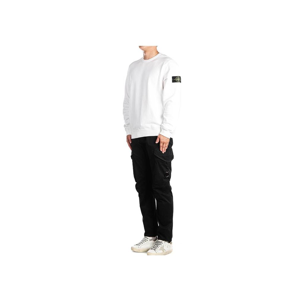 STONE ISLAND Флисовый свитшот с круглым вырезом, окрашенный в готовом виде, белый, мужской, уличная одежда 811562420-V0001