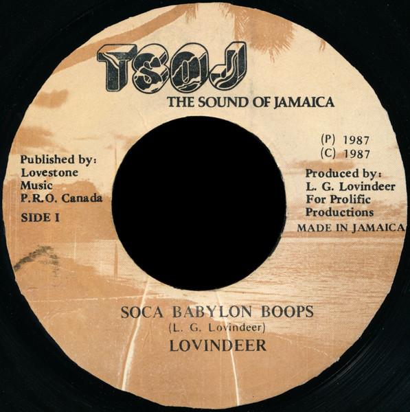 7-дюймовая пластинка LLOYD LOVINDEER - Soca Babylon Boops NONE TSOJ 1987 Ямайка Регги, Ска и Даб Б/У