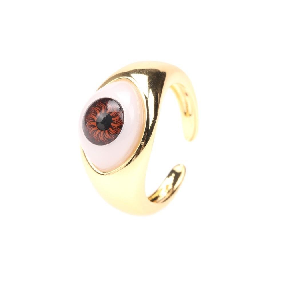 Jewelry Copper Gold Plated Demon Eyes Finger Ring Vintage Cool Resin Eyes Ring Creative Personalized Punk Eyeball Ring Girls