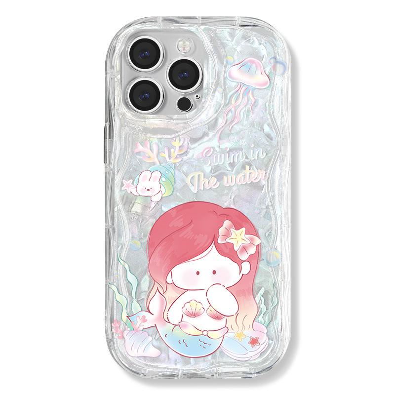 Силиконовый чехол Zhitai Cream Pattern для iPhone 12, 13, 14 и 15 с цепочкой для мобильного телефона