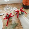 Festive Woven Handmade Napkin Ring with Red Fruit Pinecone Christmas Table Decoration Party Favors